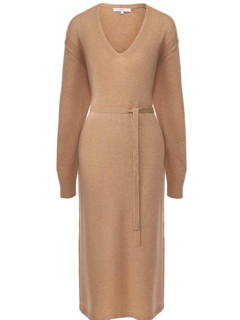 Vince Camel V-Neck Long-Sleeve Tie-Waist Midi Dress -- 80% OFF MSRP!!!